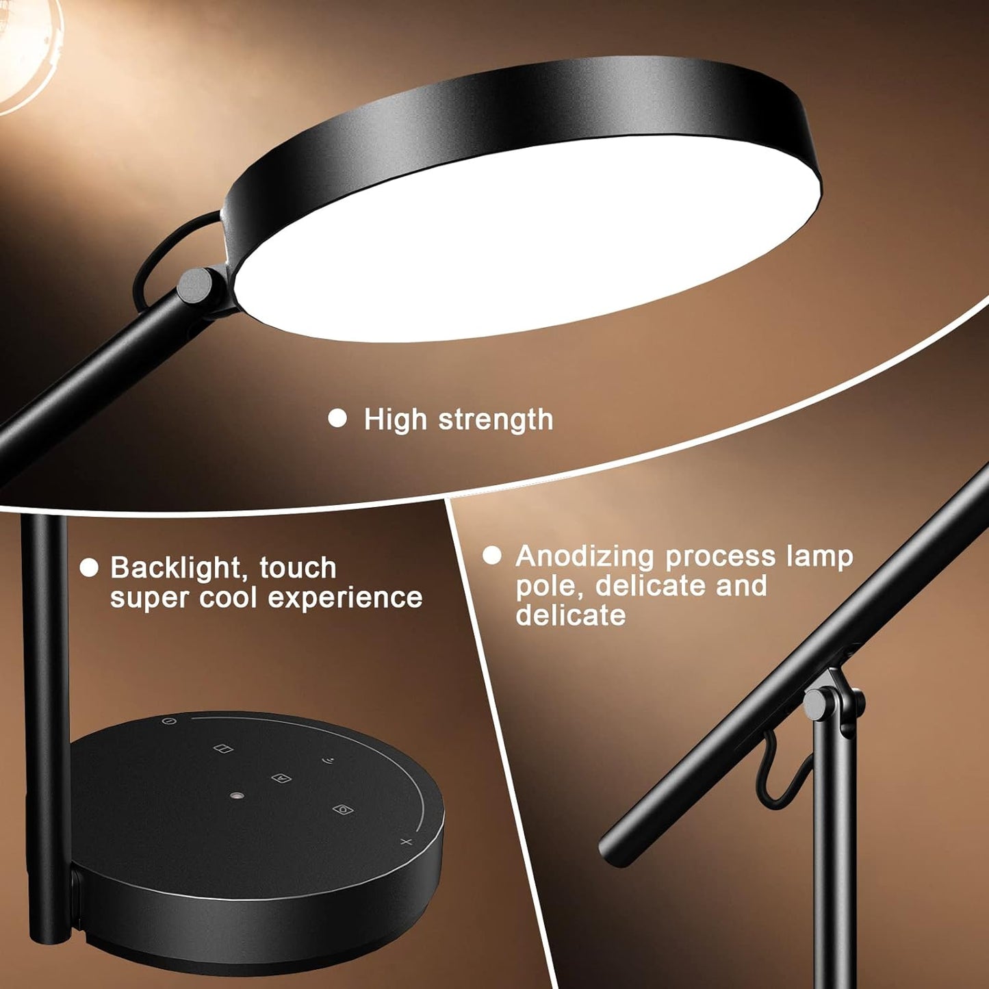 Desk Lamps for Home Office with Stable Base, Adjustable Swing Arm Table Lamp