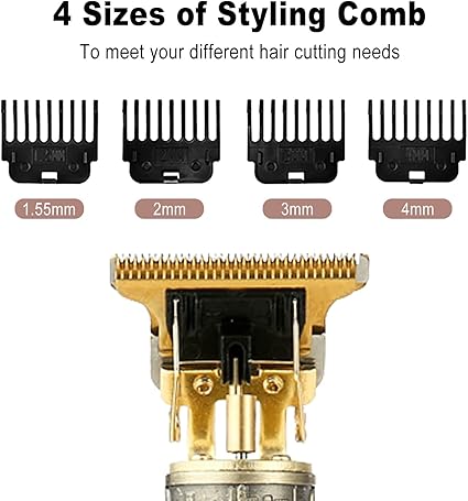 Cordless Hair & Beard Trimmer with 4 Guide Combs,Rechargeable T-Blade Hair Edgers Hair Clippers for Zero Gapped Haircut,Professional Electric Hair Trimmer