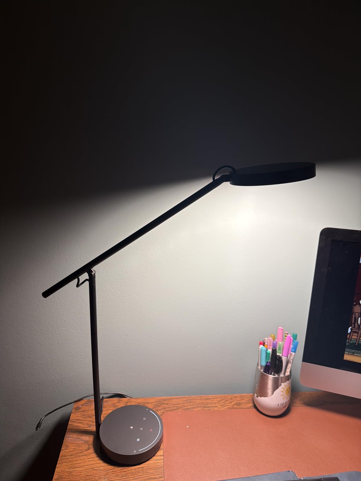 Desk Lamps for Home Office with Stable Base, Adjustable Swing Arm Table Lamp