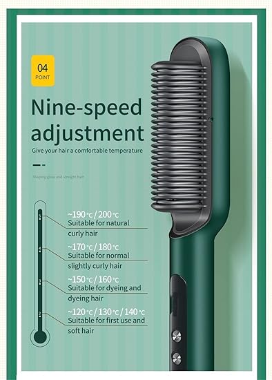Ion Hairs Straightener Styling Comb With 5 Temp, 2 In 1 Hair Straightener Brush And Curler, Portable Electric Straightening Comb Heated Hair Brush 10s Fast Heating Anti-Scald