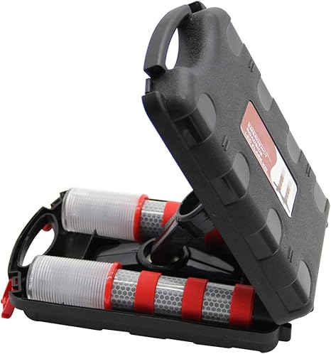 Emergency Roadside Flares Kit LED Safety Strobe Road Warning Light Highway Beacon Alert Flare with Magnetic Base, Detachable Stand, Solid Storage Case