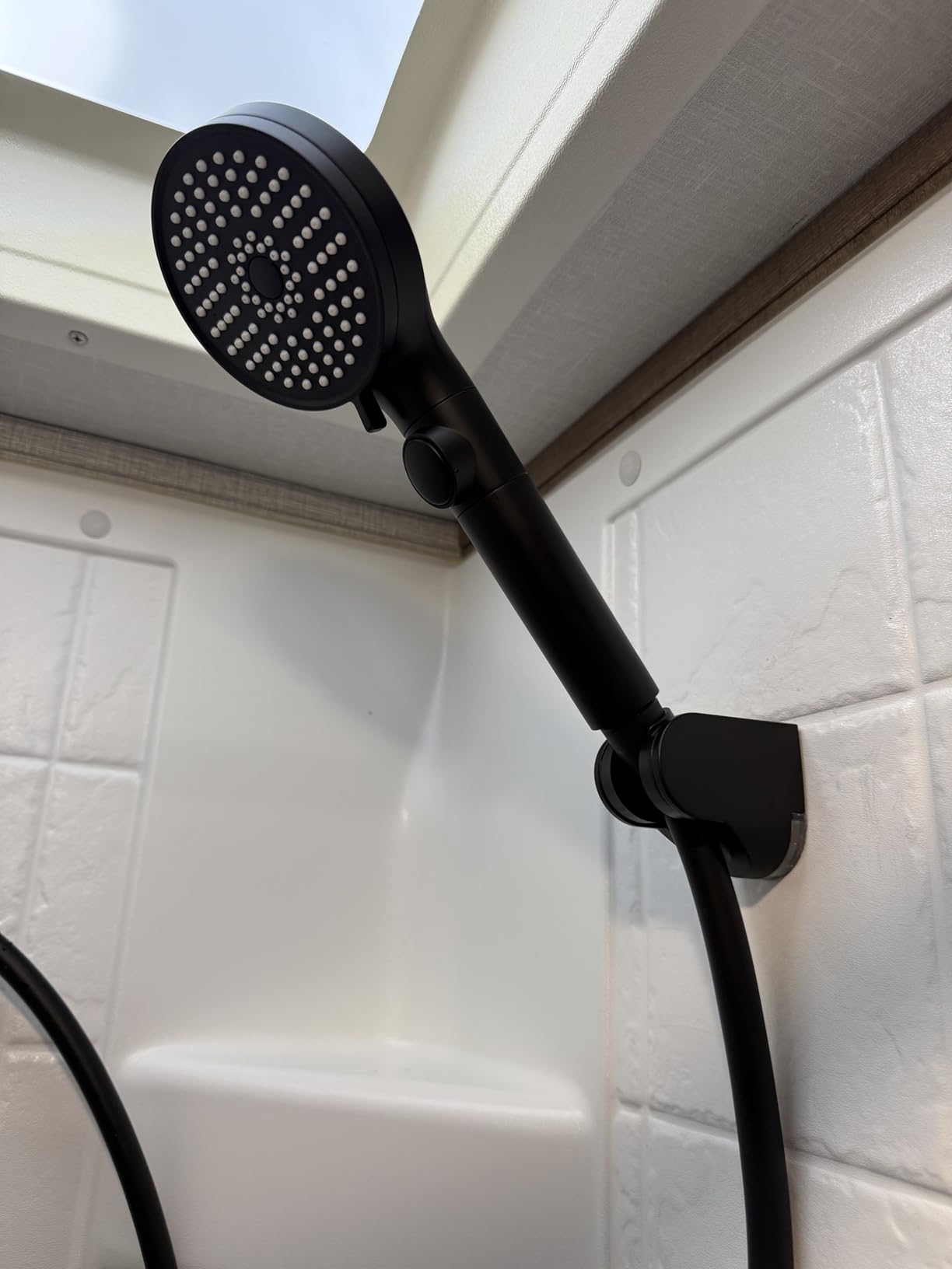 Shower Head with Hose, High Pressure 5 Mode Shower head Replacement, Shower Head for RV/Campers, Travel Trailer, Motorhome for Water Saving, Handheld Shower Head Holder and Hose, On Off Switch