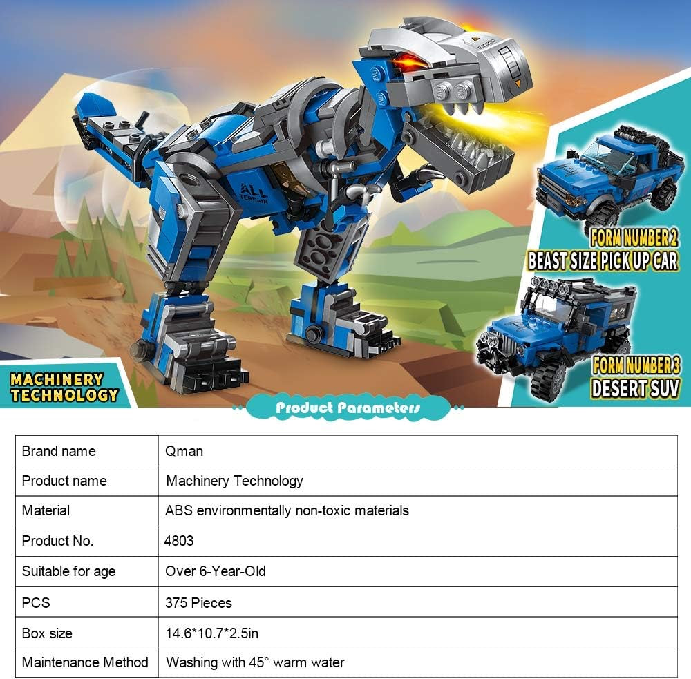 3 in1 Dinosaurs Building Blocks Toys for Kids Age 6-10 Year Old, Compatible with Lego, Educational Building Sets Best Gifts for Boy 6-10