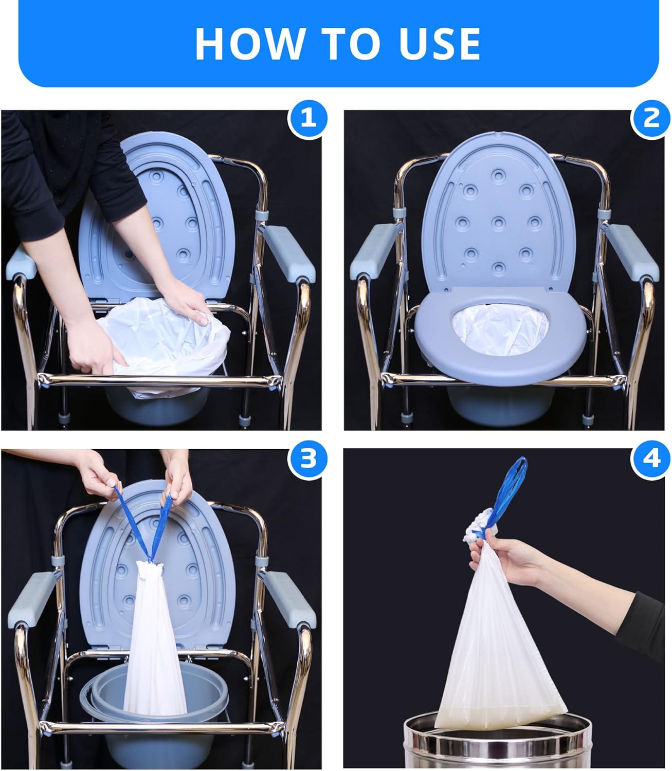 1000PCS Bedside Commode Liners Bags for Commode Toilet - Leak Proof &amp; Odorless Potty Liners for Portable Potty Chair Liners - Potty Bags for Portable Toilet
