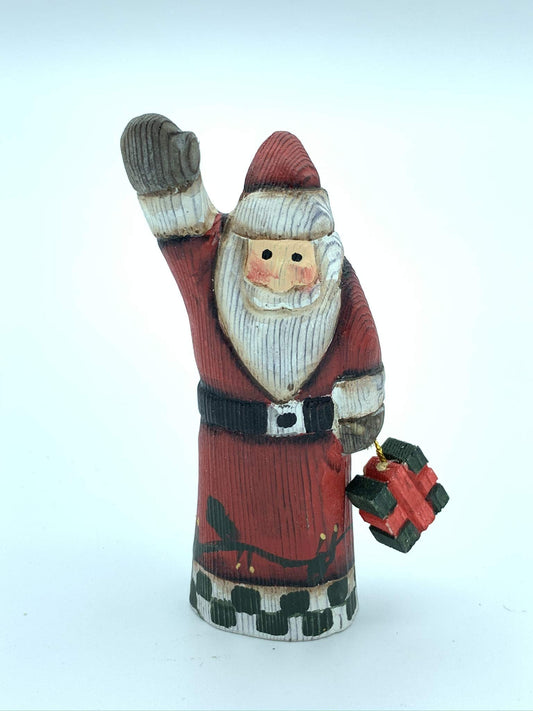 Wood Sculpture Home Decor Wood Statue Wood Figurines Room Decor Hand Carved Wild Animals (Santa Carry Box)