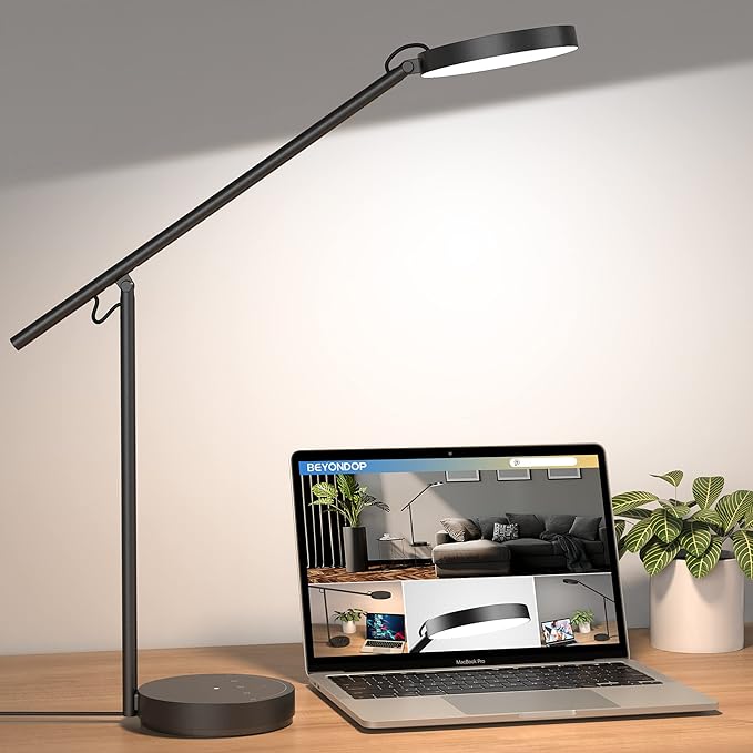Desk Lamps for Home Office with Stable Base, Adjustable Swing Arm Table Lamp