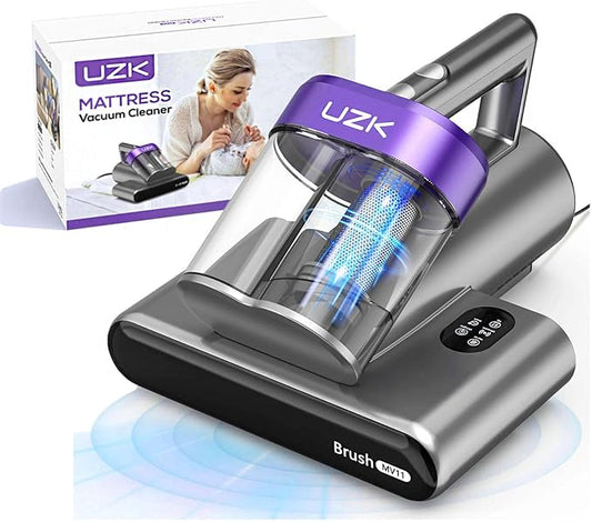 Bed Vacuum Cleaner Mattress Vacuum Cleaner,16Kpa Powerful Handheld Vacuums with UV-C Light & Double Dust Cup & High Heating & Ultrasonic & Anion for Bed Sofa