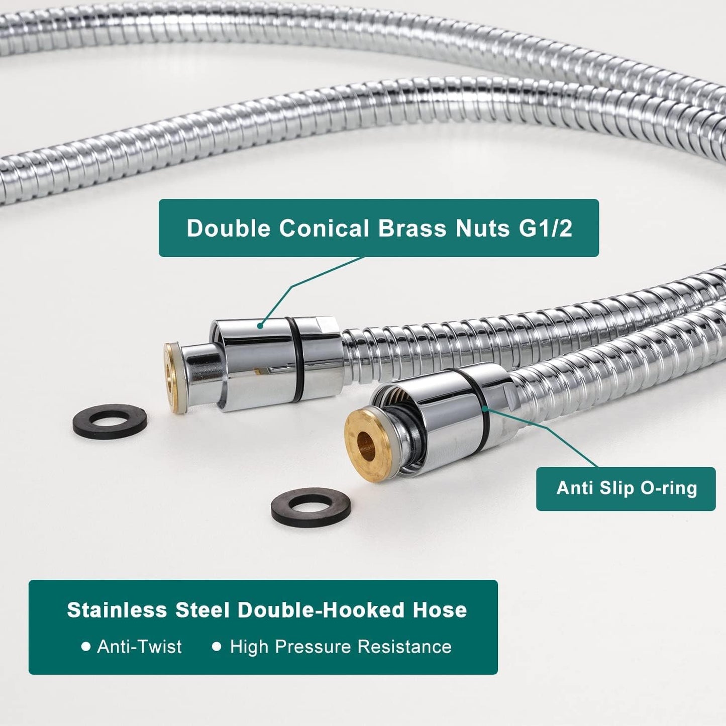 Shower Head with Hose, High Pressure 5 Mode Shower head Replacement, Shower Head for RV/Campers, Travel Trailer, Motorhome for Water Saving, Handheld Shower Head Holder and Hose, On Off Switch