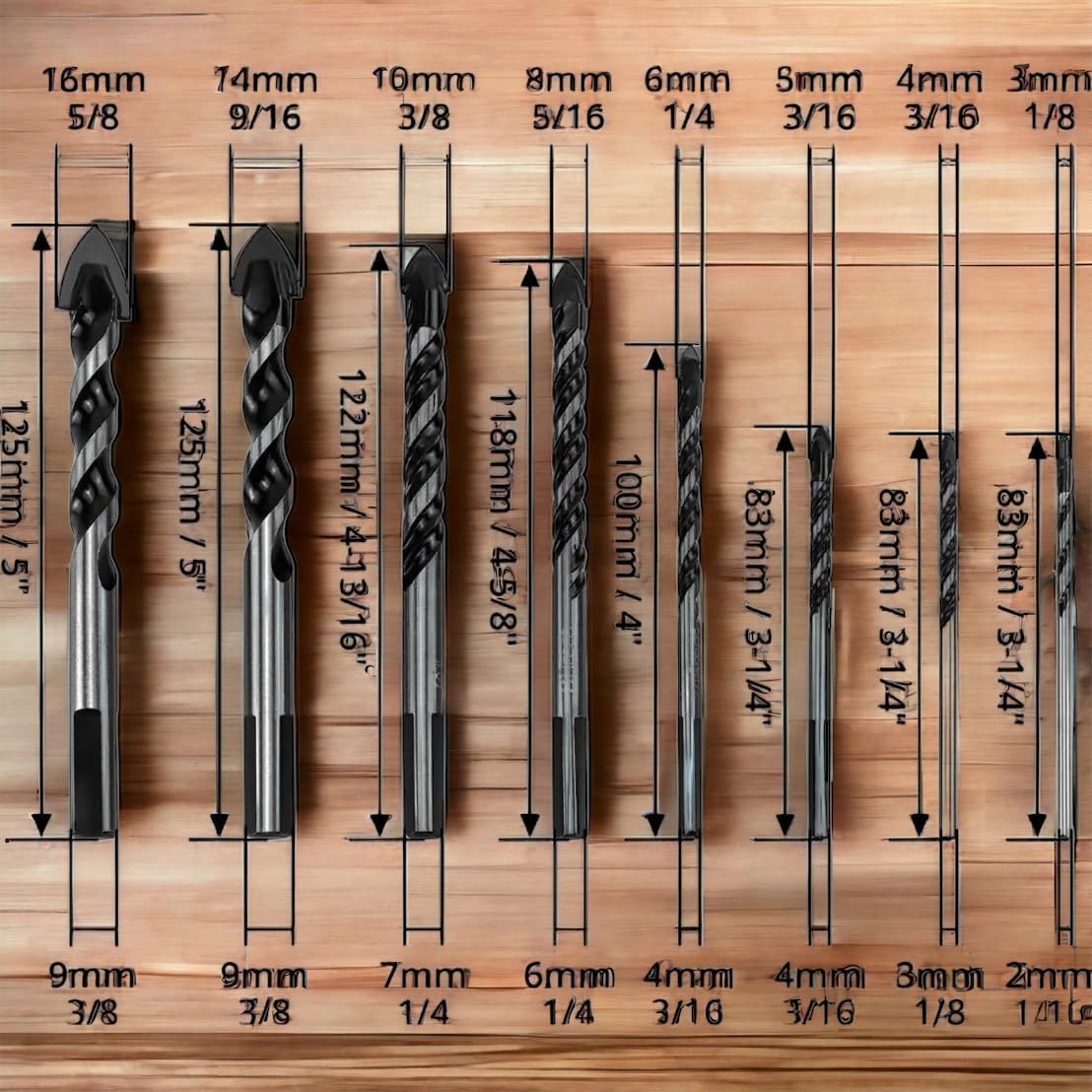 8Pcs Set Multi-Material Drill Bit Set (3, 4, 5, 6, 8, 10, 14, 16 mm)