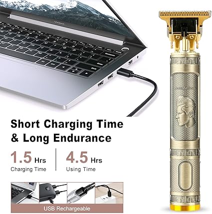 Cordless Hair & Beard Trimmer with 4 Guide Combs,Rechargeable T-Blade Hair Edgers Hair Clippers for Zero Gapped Haircut,Professional Electric Hair Trimmer