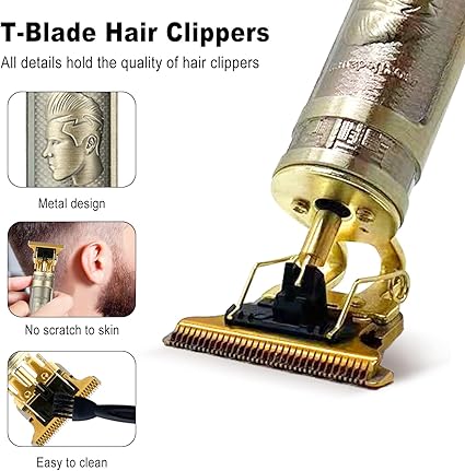 Cordless Hair & Beard Trimmer with 4 Guide Combs,Rechargeable T-Blade Hair Edgers Hair Clippers for Zero Gapped Haircut,Professional Electric Hair Trimmer