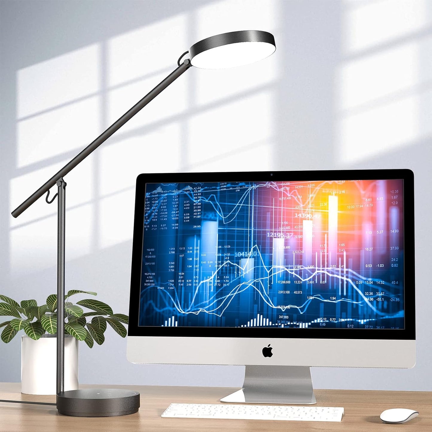 Desk Lamps for Home Office with Stable Base, Adjustable Swing Arm Table Lamp