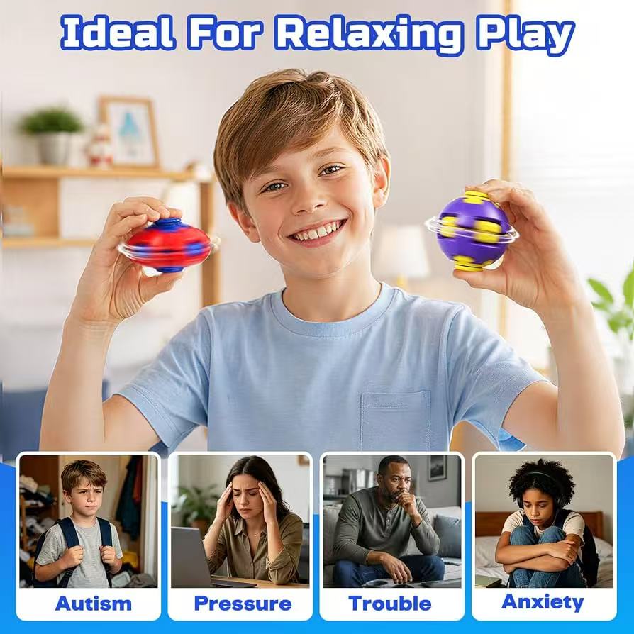 12 Pack Press to Spin Fidget Balls, 3D Printed Fidget Spinner Stress Balls