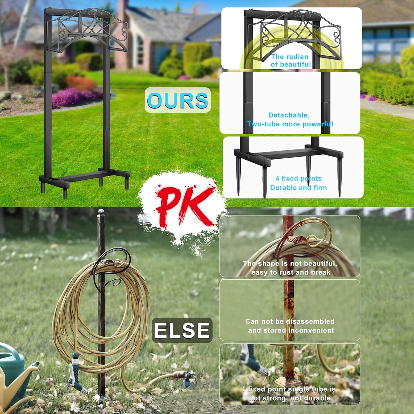 44.8"H Garden Hose Holder Freestanding Heavy Duty Hose Holder, Water Hose Holders