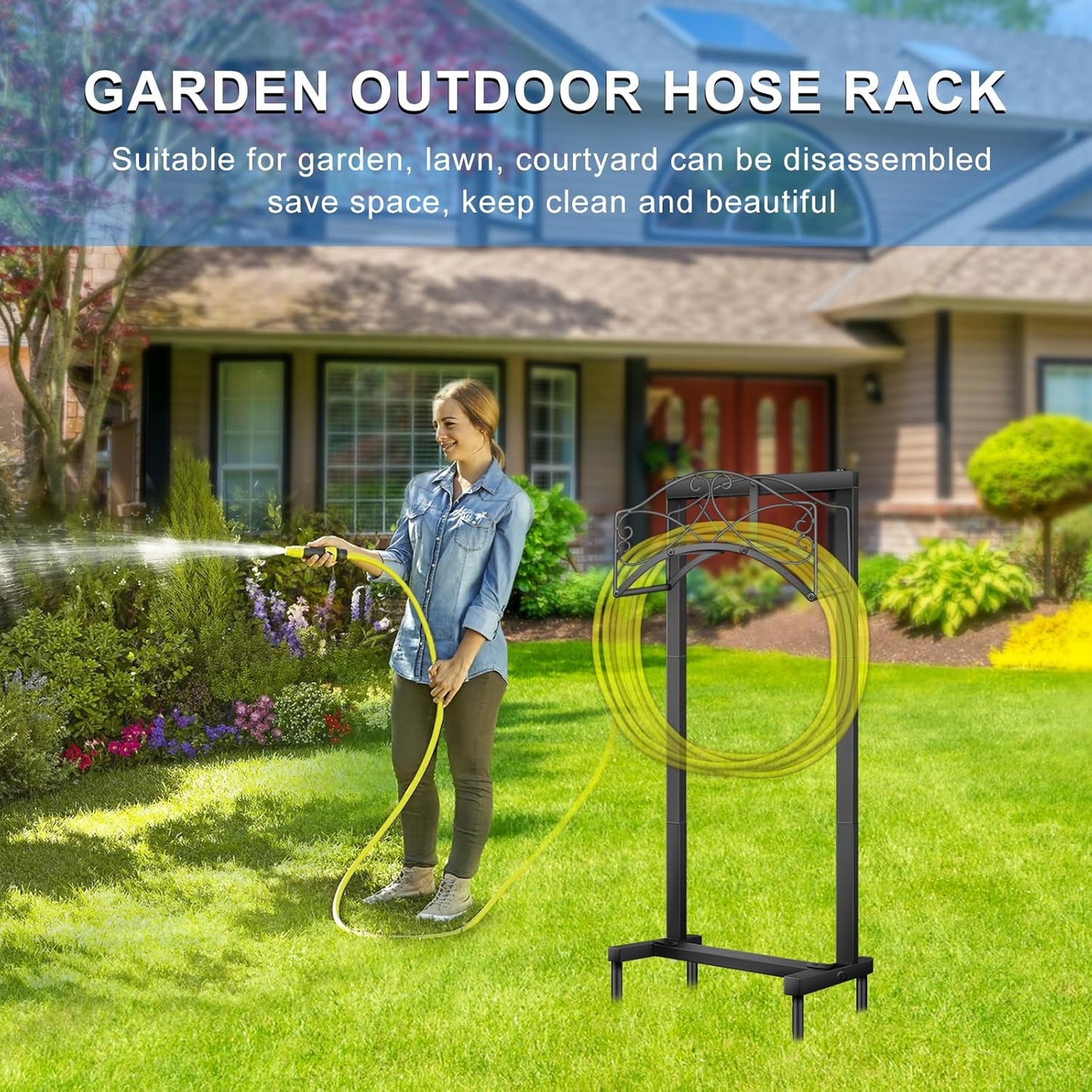44.8"H Garden Hose Holder Freestanding Heavy Duty Hose Holder, Water Hose Holders
