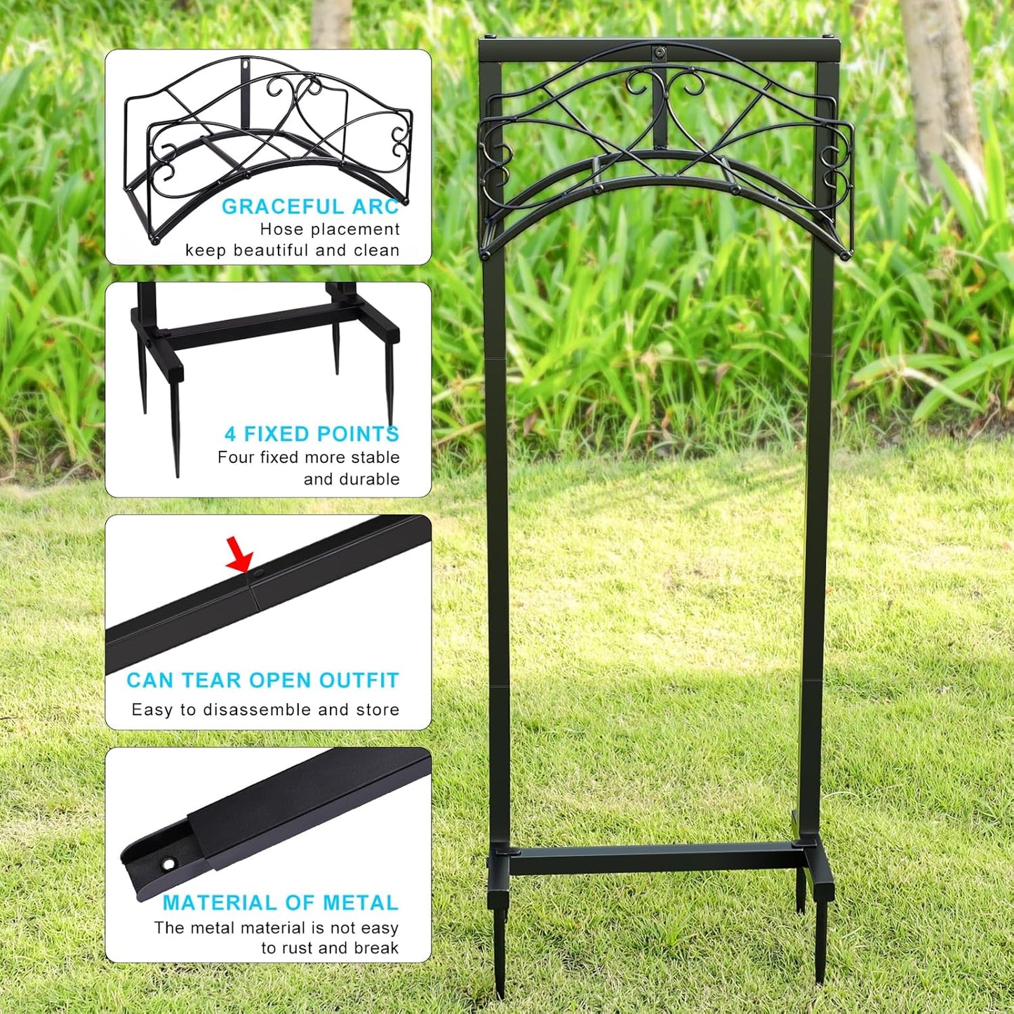 44.8"H Garden Hose Holder Freestanding Heavy Duty Hose Holder, Water Hose Holders