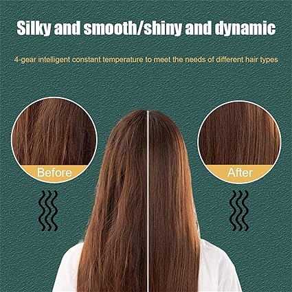 Ion Hairs Straightener Styling Comb With 5 Temp, 2 In 1 Hair Straightener Brush And Curler, Portable Electric Straightening Comb Heated Hair Brush 10s Fast Heating Anti-Scald