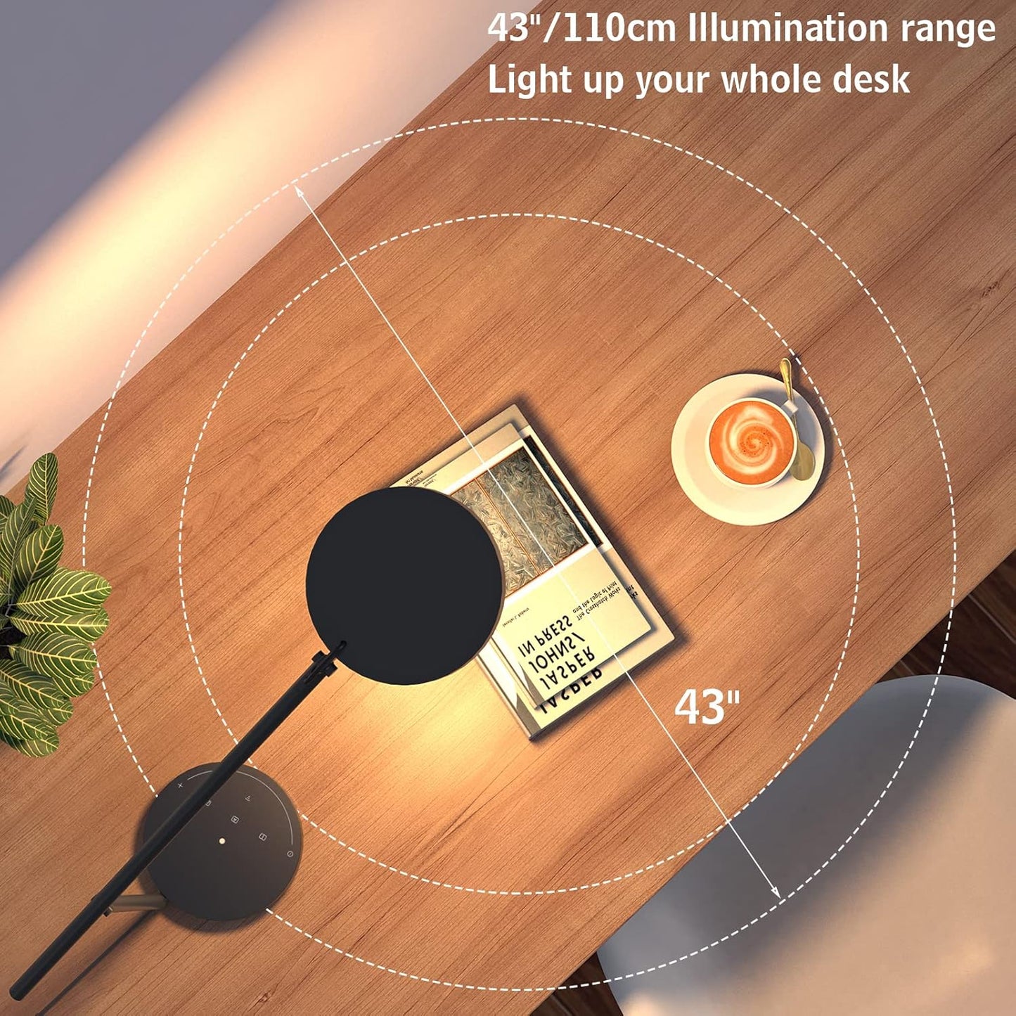 Desk Lamps for Home Office with Stable Base, Adjustable Swing Arm Table Lamp