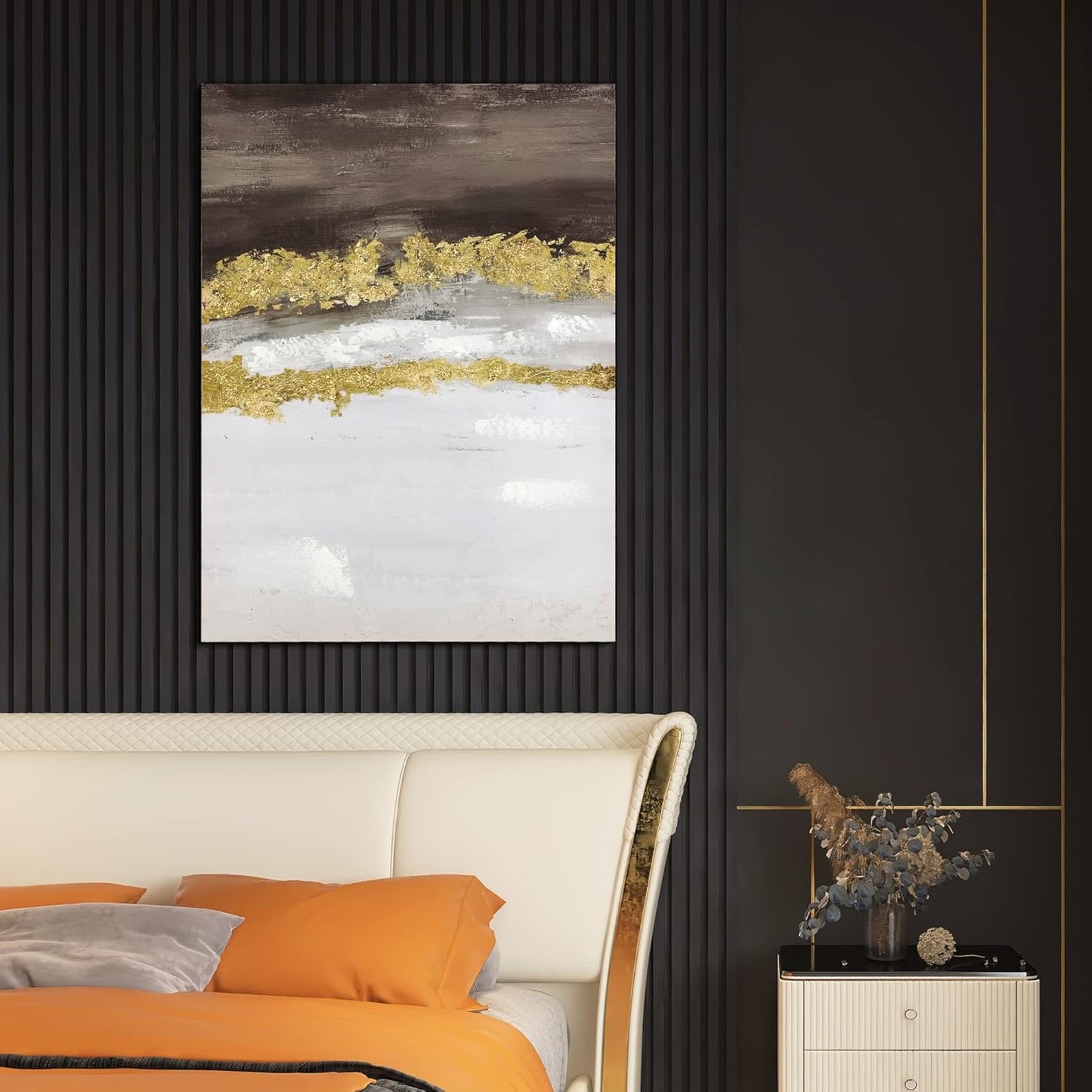 Abstract Wall Art,Gold Canvas Wall Art for Living Room,3 Piece Wall Art,Paintings for Wall Decorations Living Room Bedroom Bathroom Wall Decor(20"x28"*3 pcs)