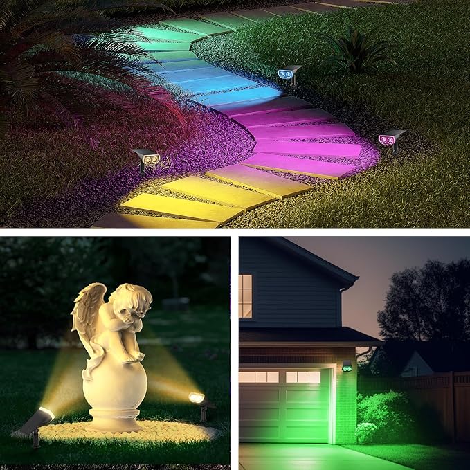 6-pack Consciot Solar Lights Outdoor Waterproof, Halloween Color Changing Spotlights with 7 Modes
