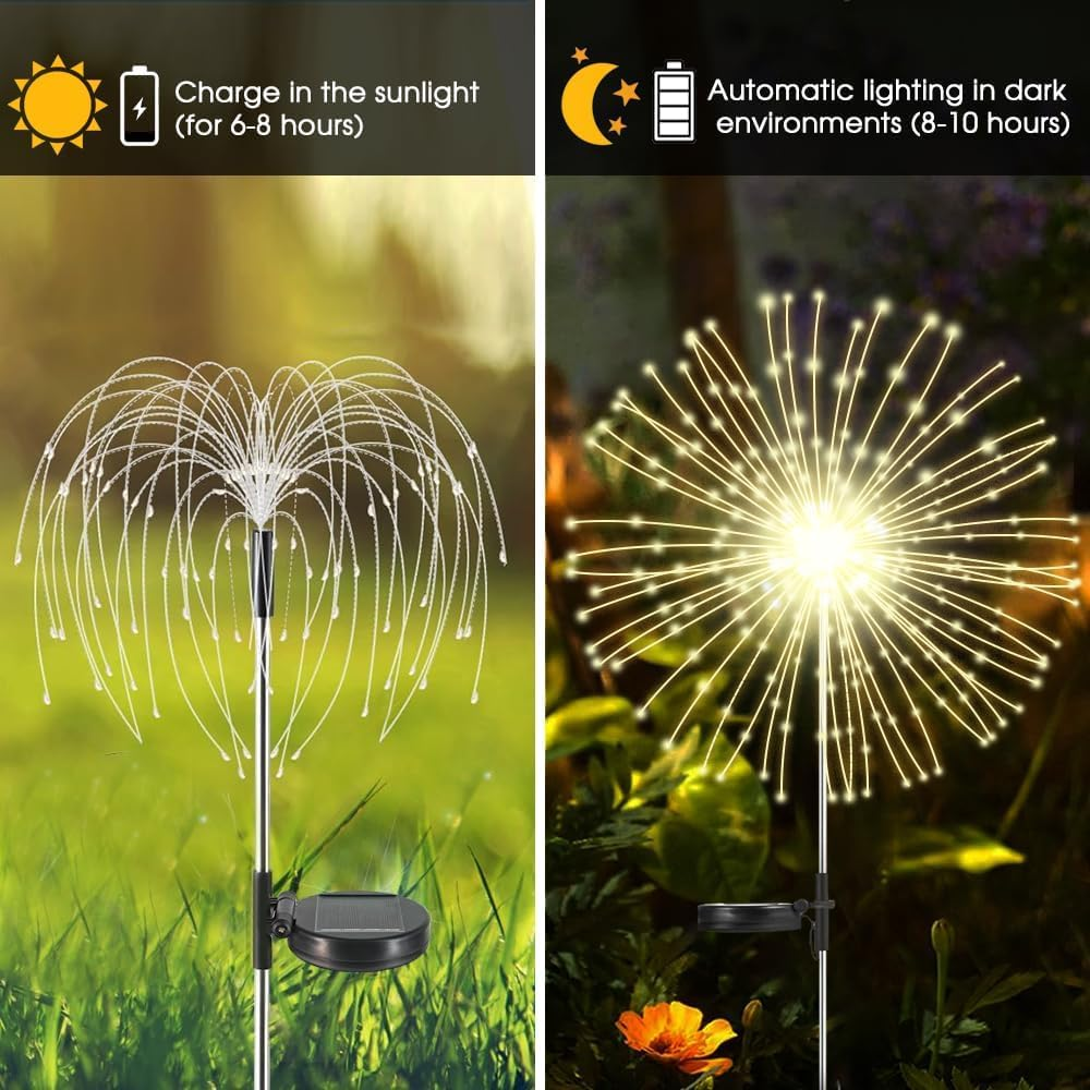 Garden Lights Outdoor,Waterproof Garden, 4pcs Twinkling Firework Lights Decorative with 8 Modes,Decor for Yard Patio Pathway Lawn for Yard Outside Fairy Decorative