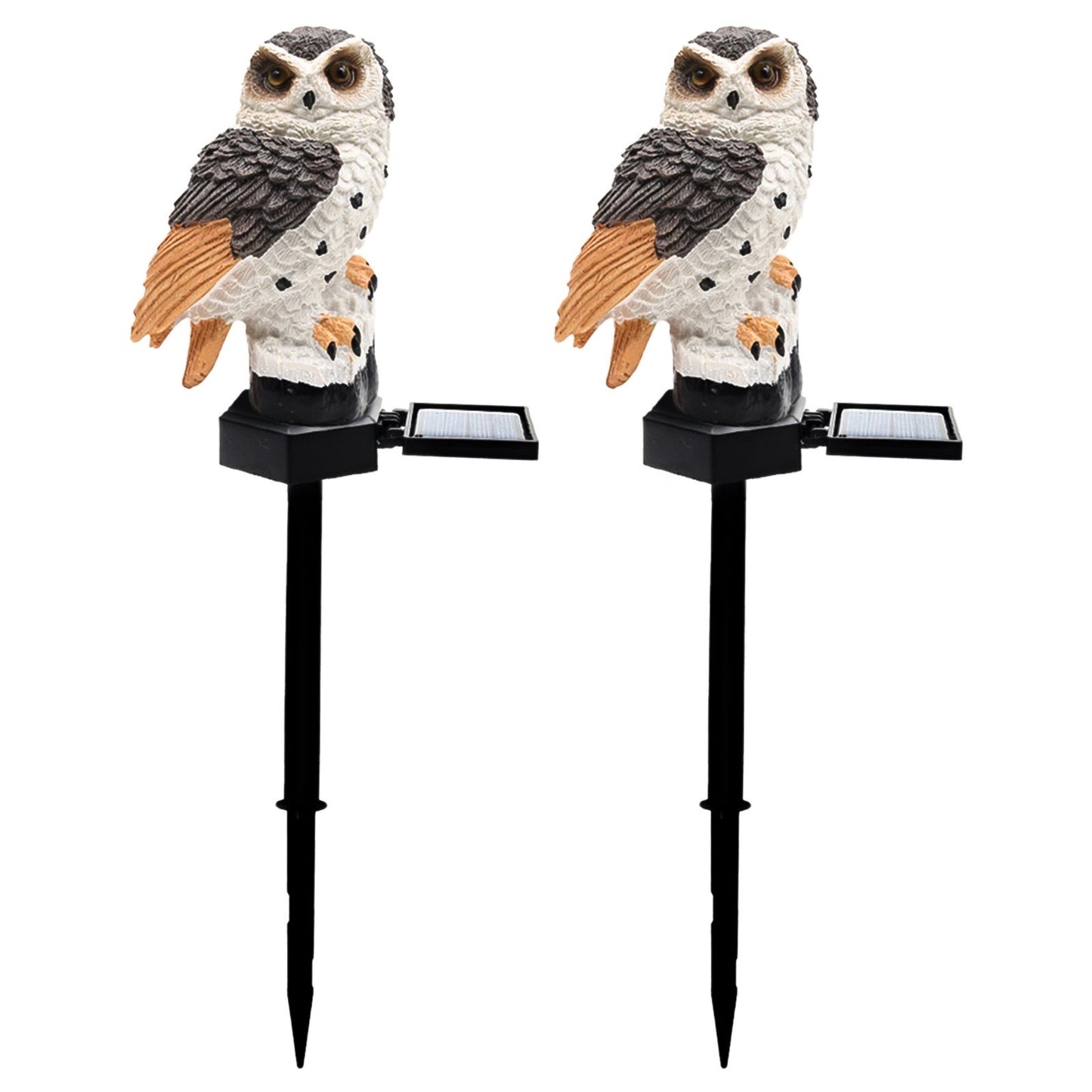 2Pcs Solar Lights LED Garden Owl Solar Lights Outdoor Decorative Waterproof Stake Lights Brown for Walkway Yard Lawn Landscape Holiday Outdoor Christmas Halloween Decorations