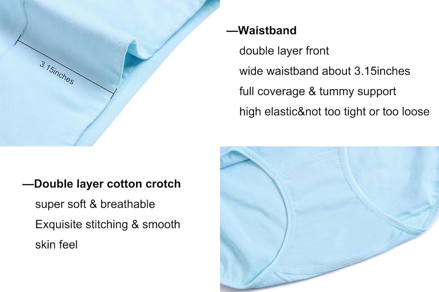5pcs XXL-Womens High Waist Cotton Panties C Section Recovery Postpartum Soft Stretchy Full Coverage Underwear(5 Pack)