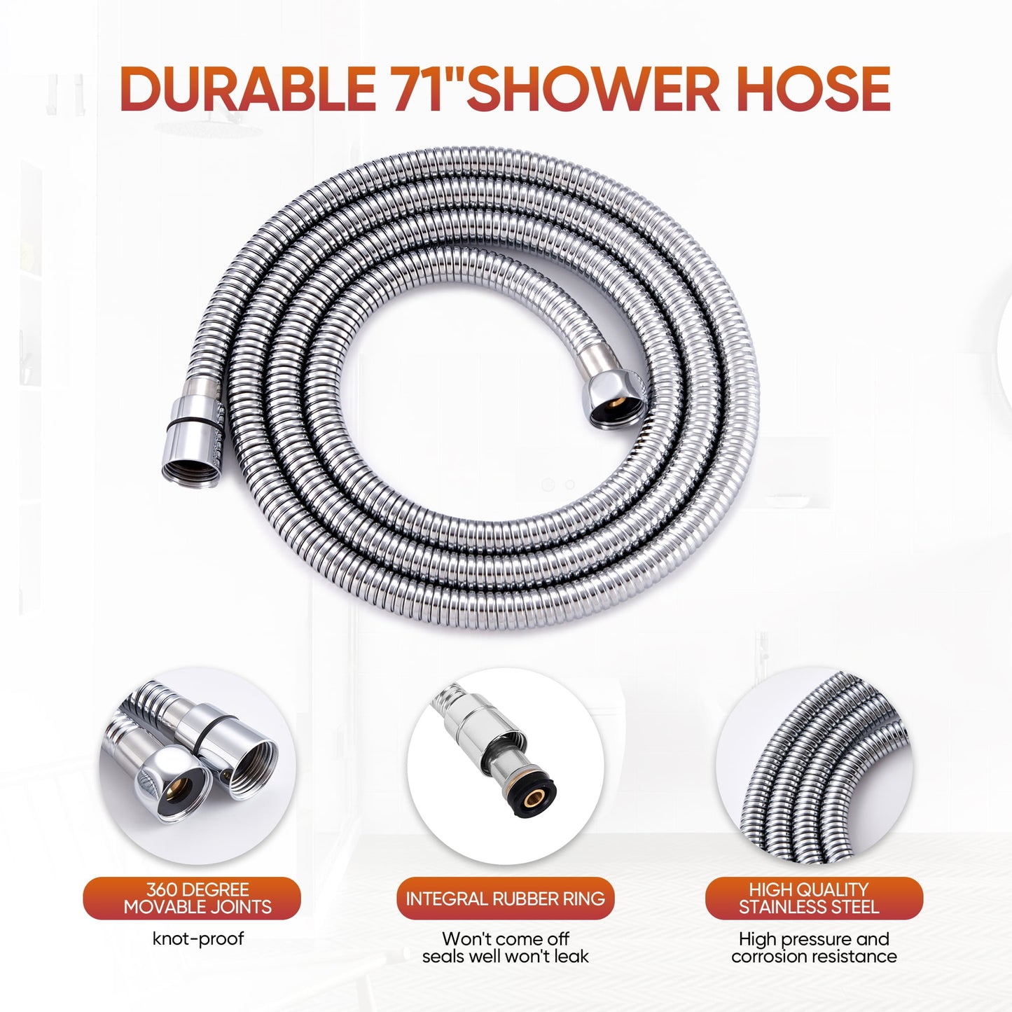 Handheld High Pressure 10 Spray Mode Shower Head With Filter For Hard Water Power Hose Overhead Bracket Anti-Leakage Teflon Tape Attachment, Built-in Power Wash to Clean Tub And Pet