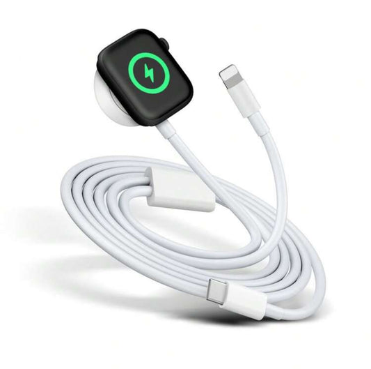 USB C Cable , [Apple MFi Certified] Smart iWatch Magnetic Cable for Watch Series 8 7 6 5 4 3 2 1 SE1 SE2 & iPhone 14/13/12/11, Type C 2-in-1 Fast Charging for iPhone&Watch-6ft (White)