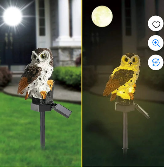 2Pcs Solar Lights LED Garden Owl Solar Lights Outdoor Decorative Waterproof Stake Lights Brown for Walkway Yard Lawn Landscape Holiday Outdoor Christmas Halloween Decorations