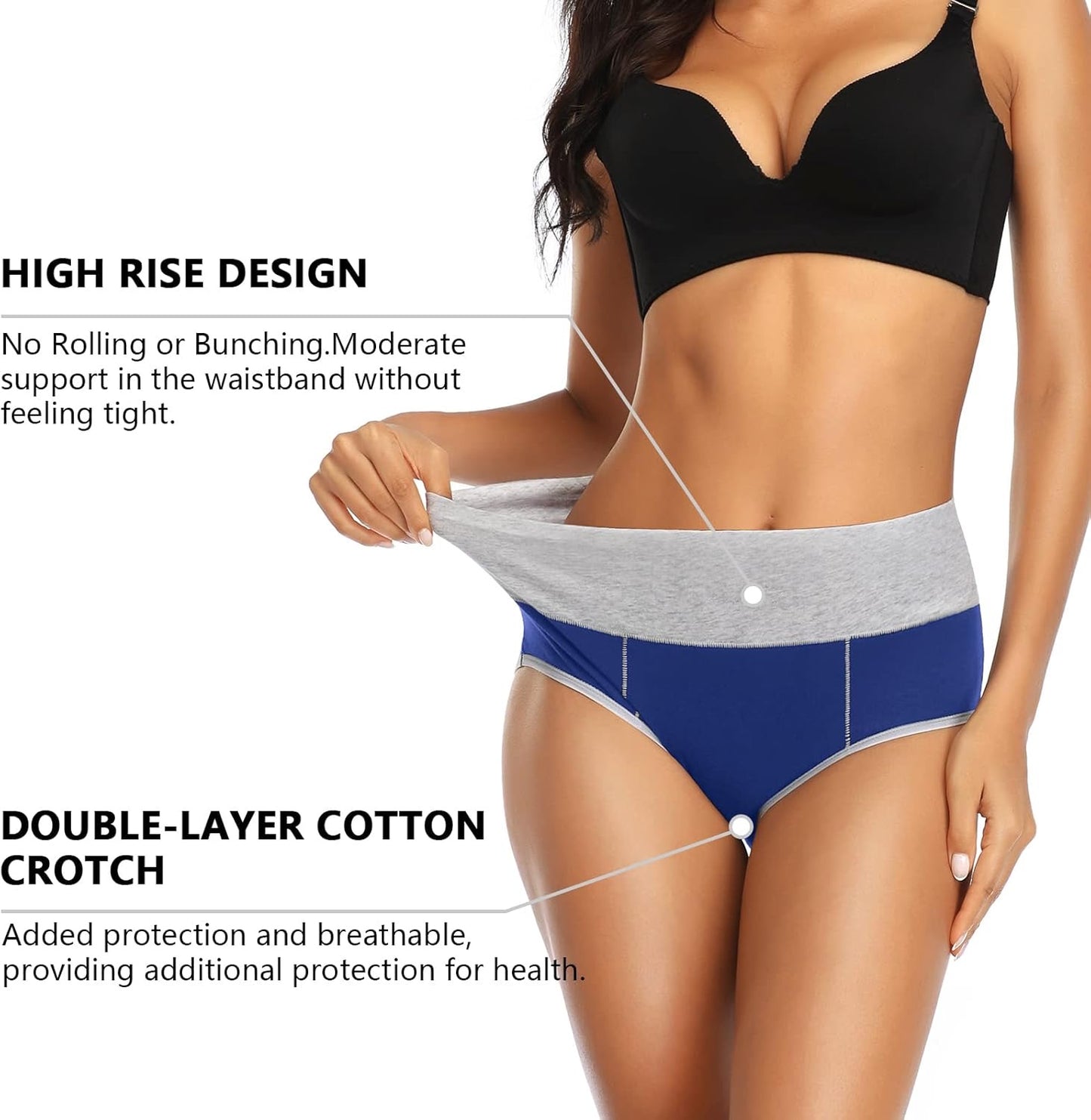 Size-L. 4pcs-Women's Cotton Underwear High Waisted Plus Size Soft Panties Full Coverage Tummy Control Ladies Briefs