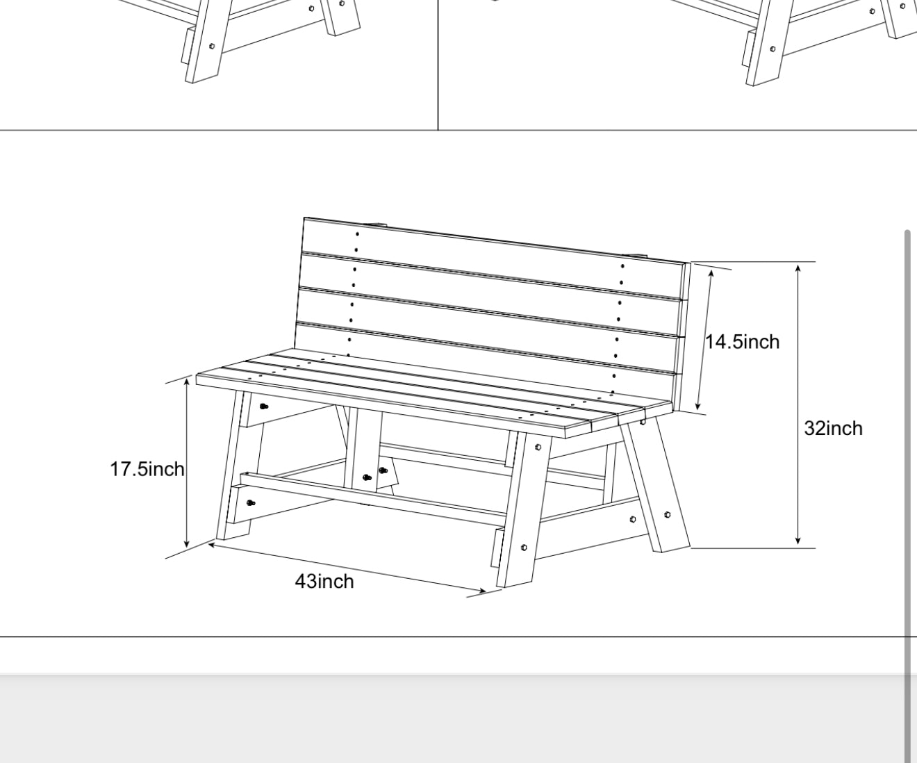 43 inch Handcrafted Wooden Bench