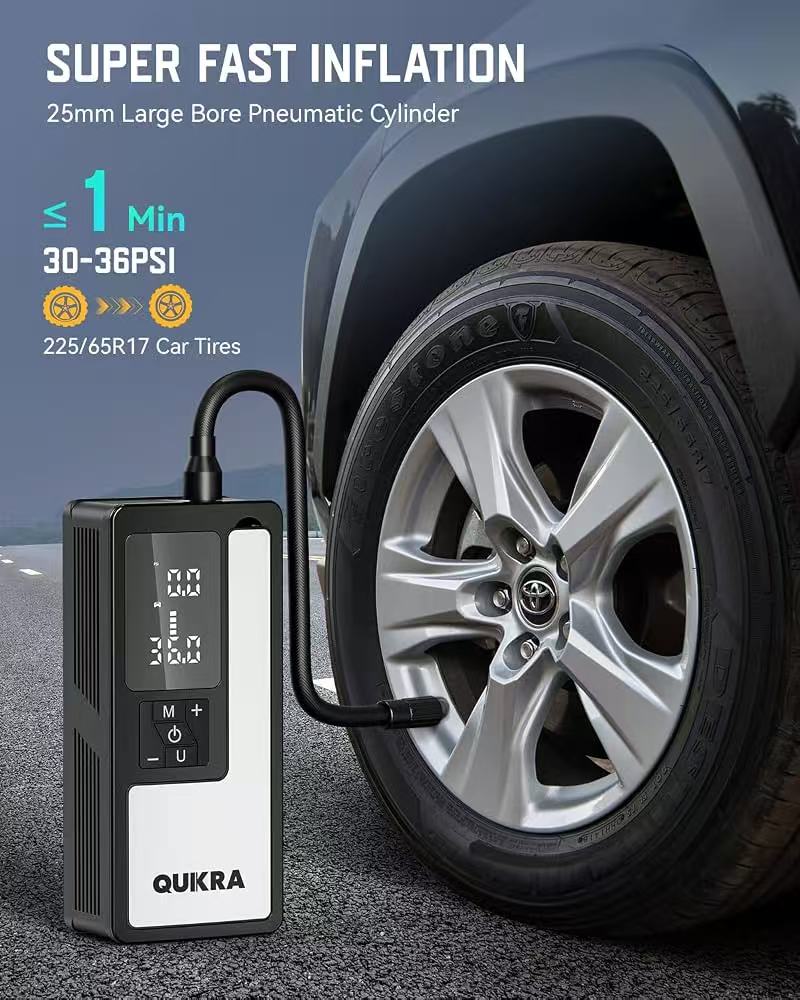 Tire Inflator Portable Air Compressor, 4× Faster 150PSI Air Pump, Auto Shut-off Cordless Tire Pump