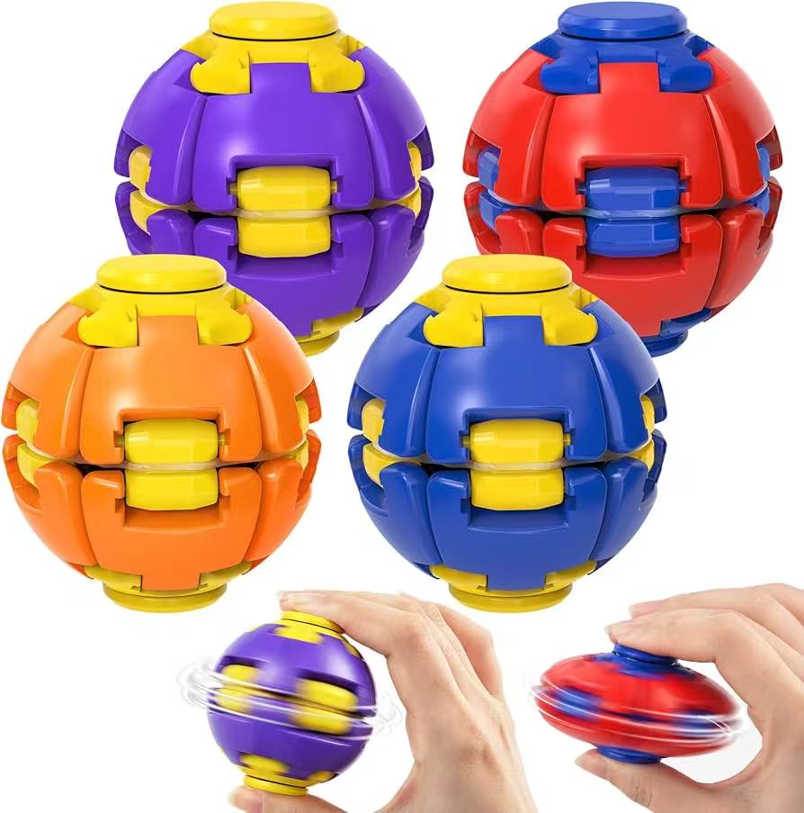 12 Pack Press to Spin Fidget Balls, 3D Printed Fidget Spinner Stress Balls