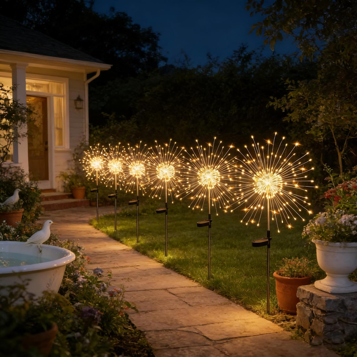 Garden Lights Outdoor,Waterproof Garden, 4pcs Twinkling Firework Lights Decorative with 8 Modes,Decor for Yard Patio Pathway Lawn for Yard Outside Fairy Decorative