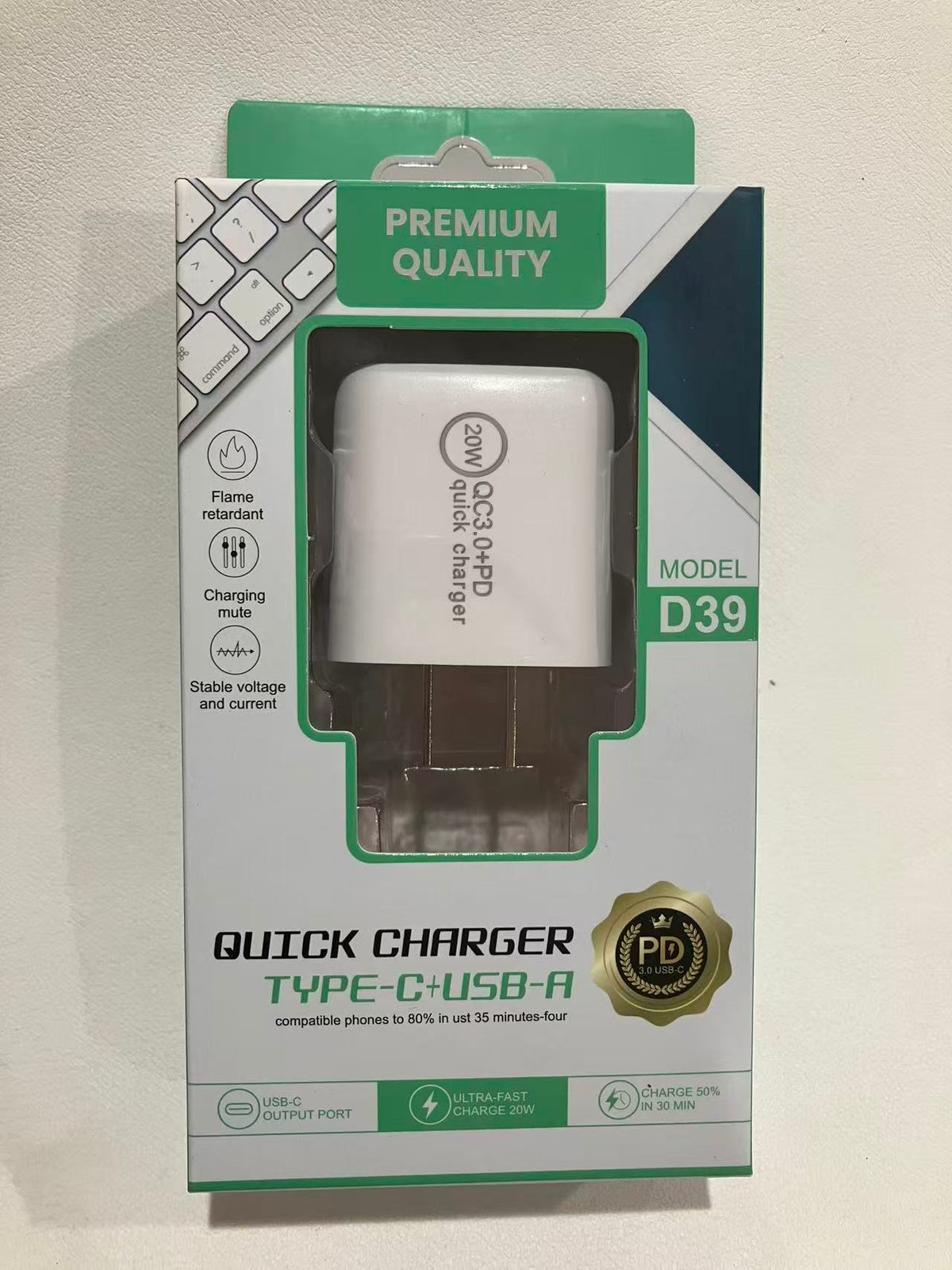 20W Dual Port PD Fast USB C Wall Charger Adapter + USB A Quick Charging Brick Plug Compatible with iPhone Air/17/16/15/14/13/12/11/Pro Max/Plus/XS/XR/X,iPad,AirPods