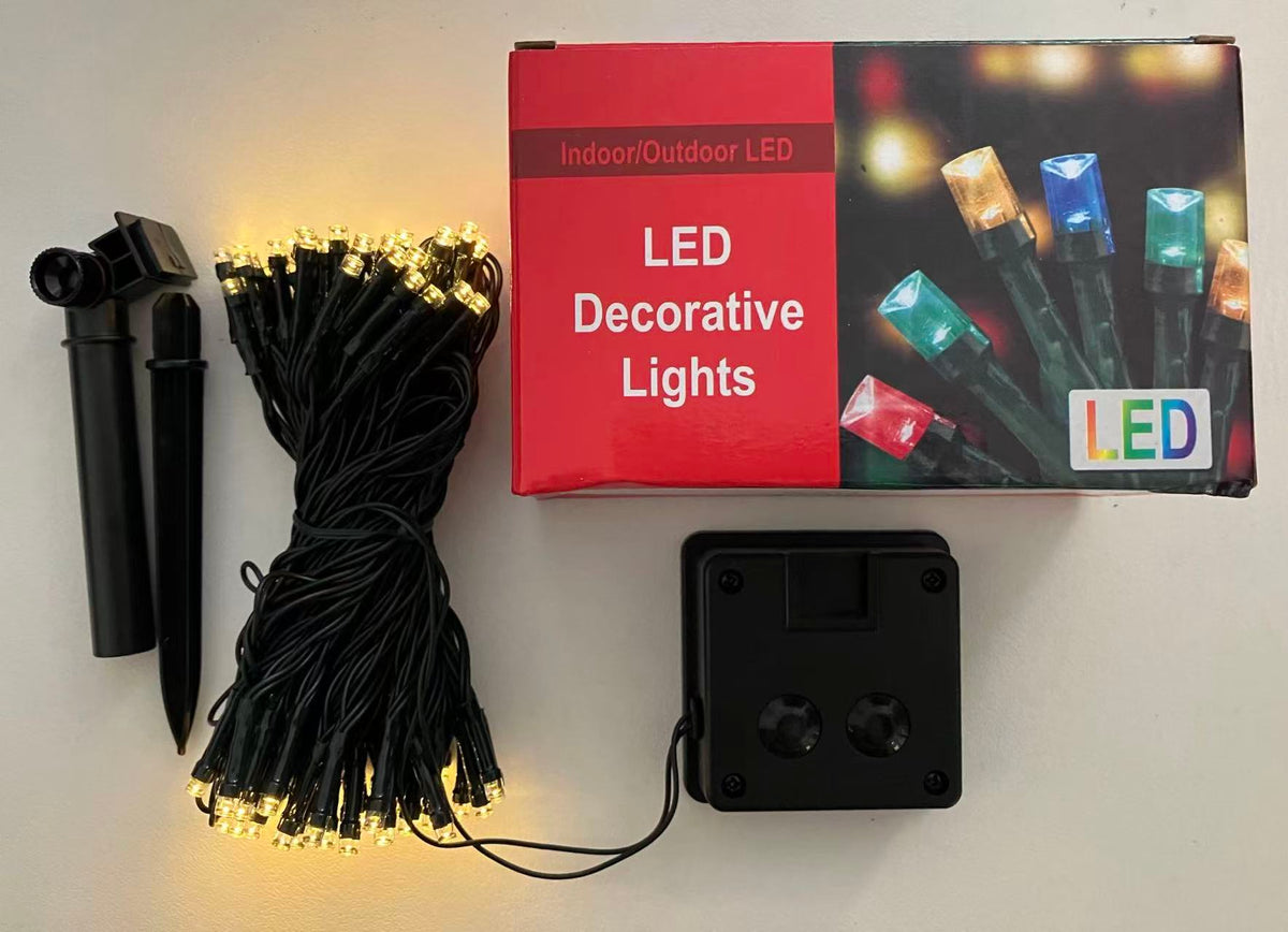 LED Solar Outdoor String Lights with 8 Modes, Warm White