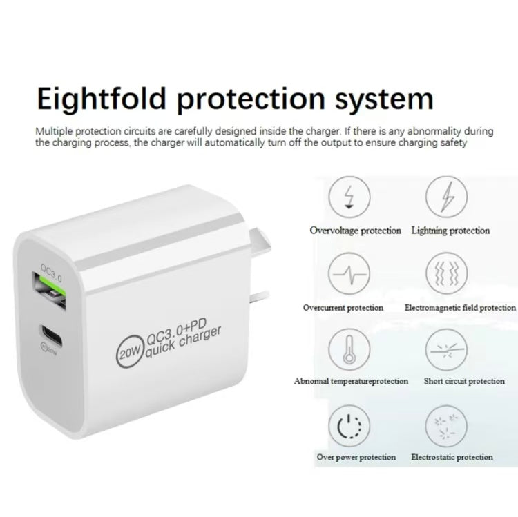 20W Dual Port PD Fast USB C Wall Charger Adapter + USB A Quick Charging Brick Plug Compatible with iPhone Air/17/16/15/14/13/12/11/Pro Max/Plus/XS/XR/X,iPad,AirPods