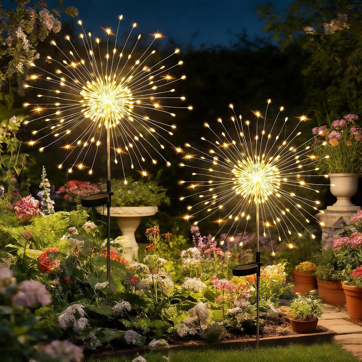 Garden Lights Outdoor,Waterproof Garden, 4pcs Twinkling Firework Lights Decorative with 8 Modes,Decor for Yard Patio Pathway Lawn for Yard Outside Fairy Decorative