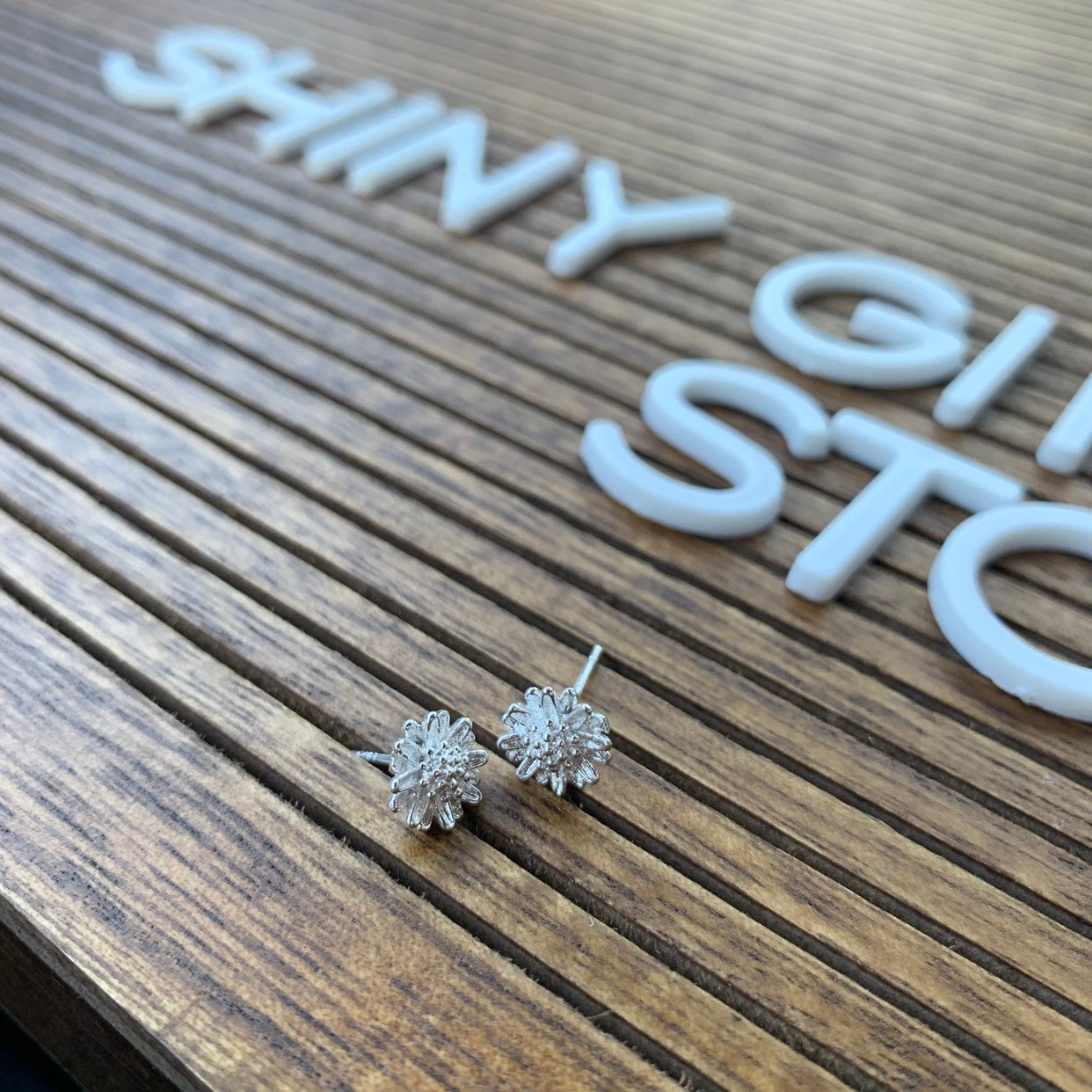 Sterling silver Stud earrings,daisy , Christmas gift includes gift box B01