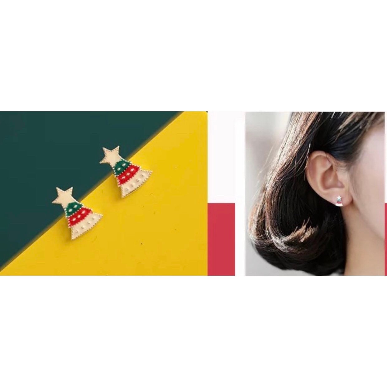 Christmas tree Sterling silver Stud earrings, Christmas gift includes gift box C08