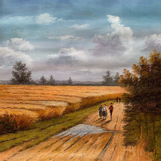 20in×24 in oil paintings Three people on the farm fine art 100% hand-painted  The classical field