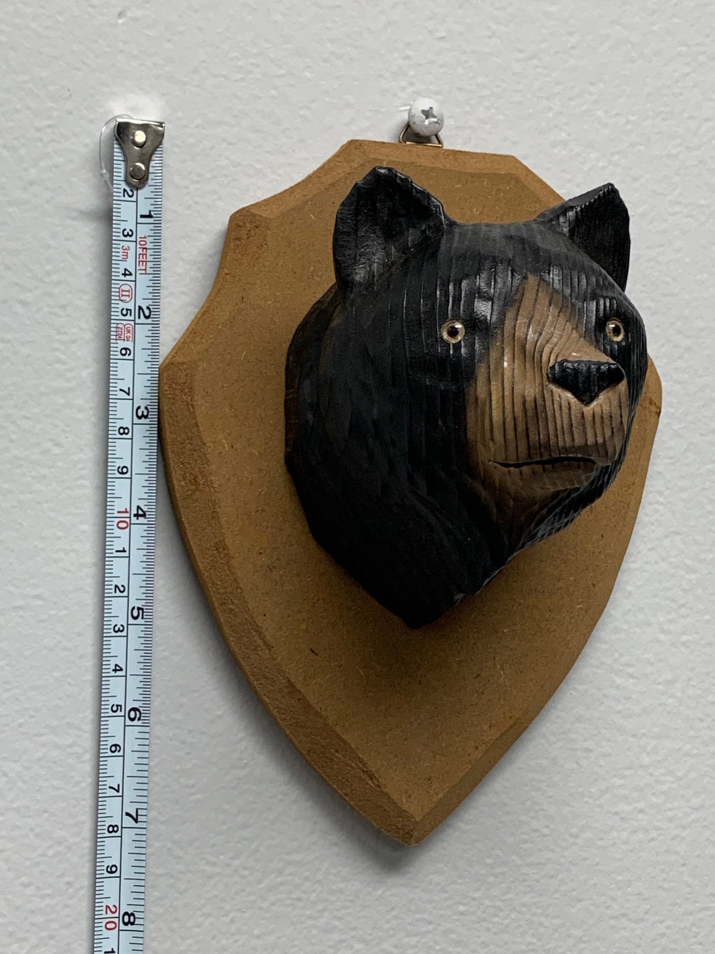 YEEYAYA Bear Head Wall decor Wall Art Wood sculpture Hand Carved Wood Wooden Bear Figurine Christmas gift present home Decor room Decor