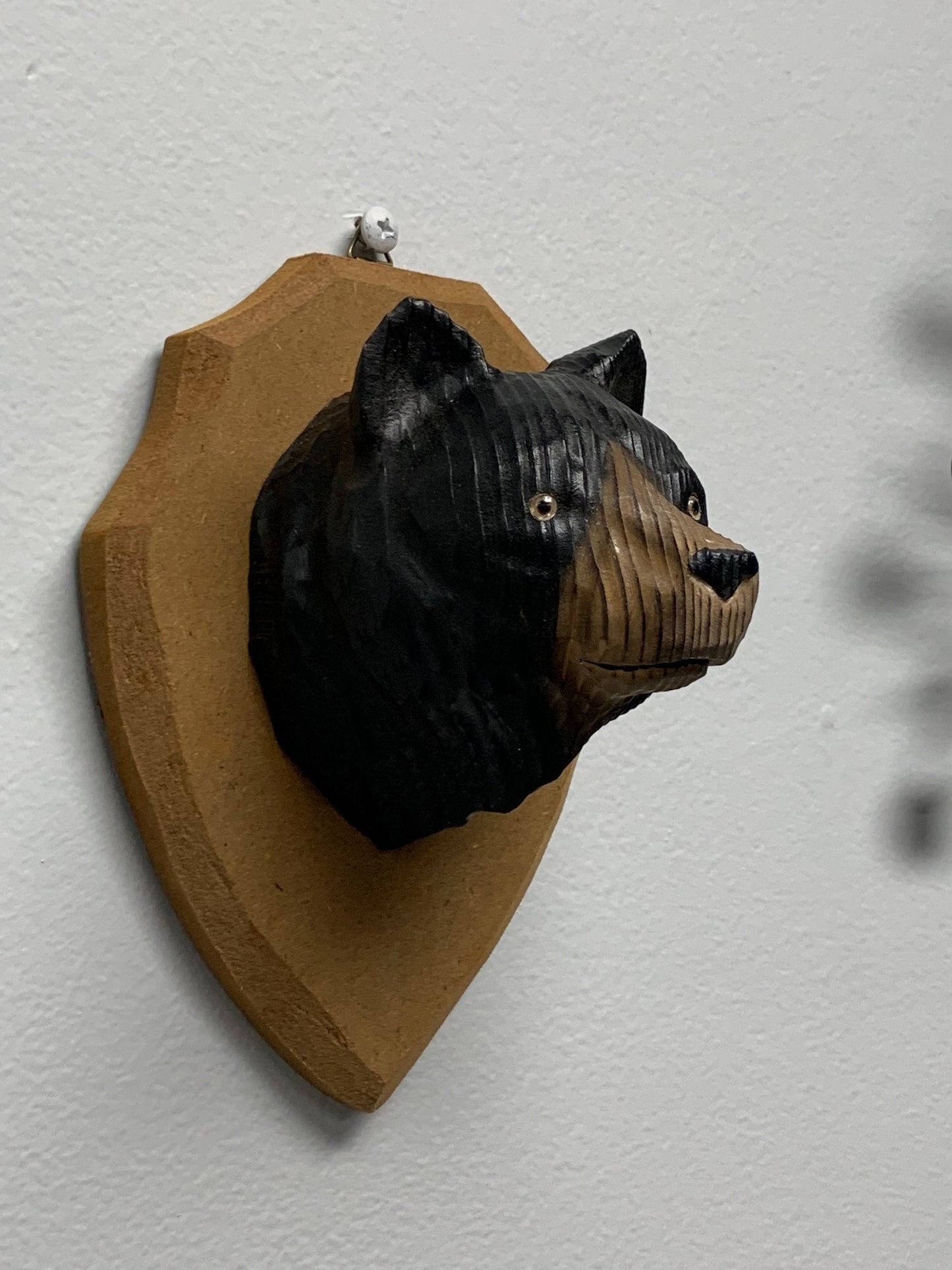 YEEYAYA Bear Head Wall decor Wall Art Wood sculpture Hand Carved Wood Wooden Bear Figurine Christmas gift present home Decor room Decor