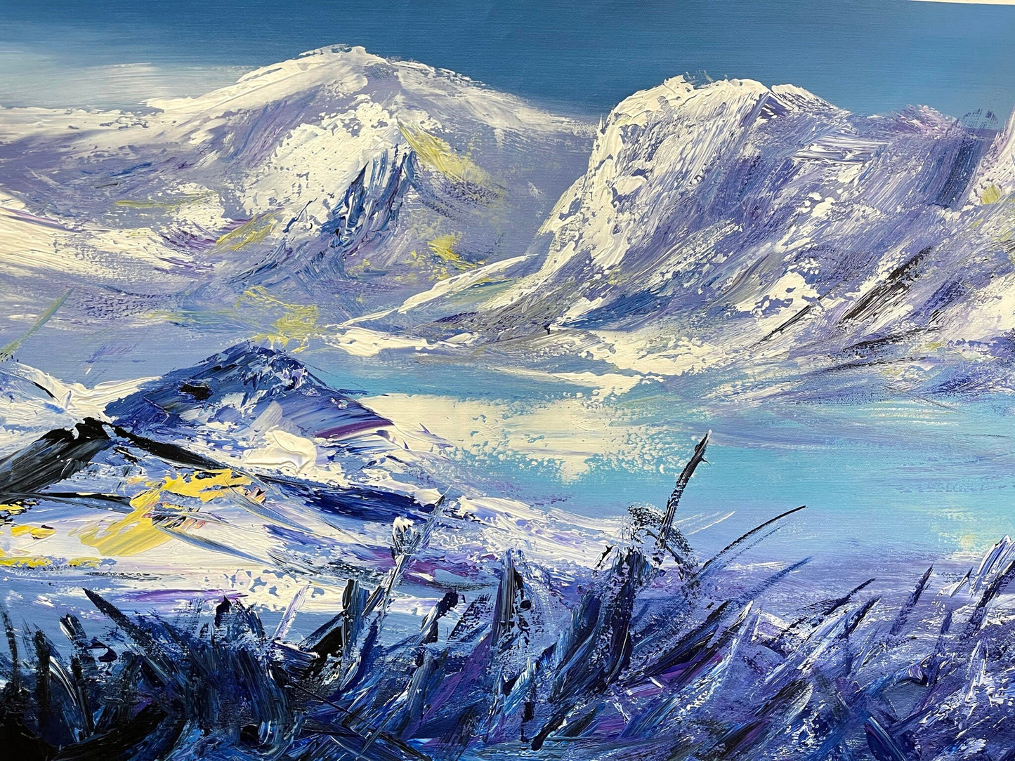 100% hand-painted 36in x24in Snow mountain oil paintings on  canvas