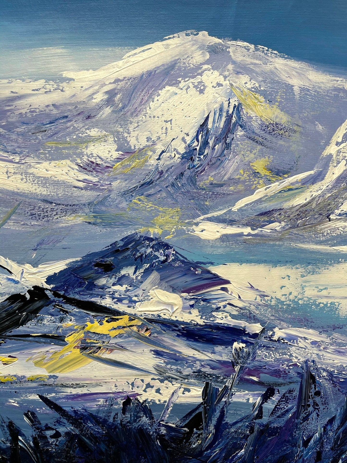 100% hand-painted 36in x24in Snow mountain oil paintings on  canvas