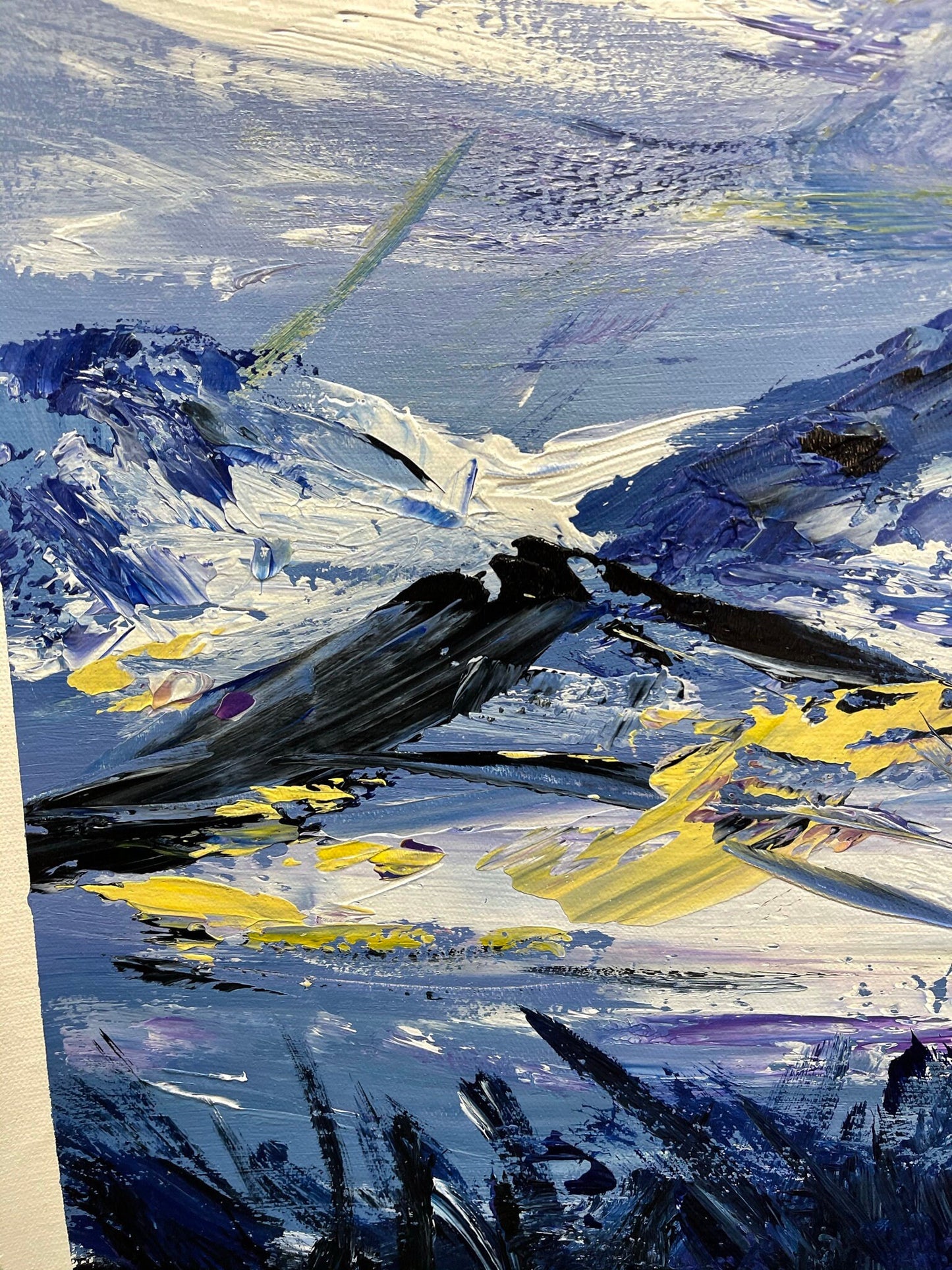 100% hand-painted 36in x24in Snow mountain oil paintings on  canvas