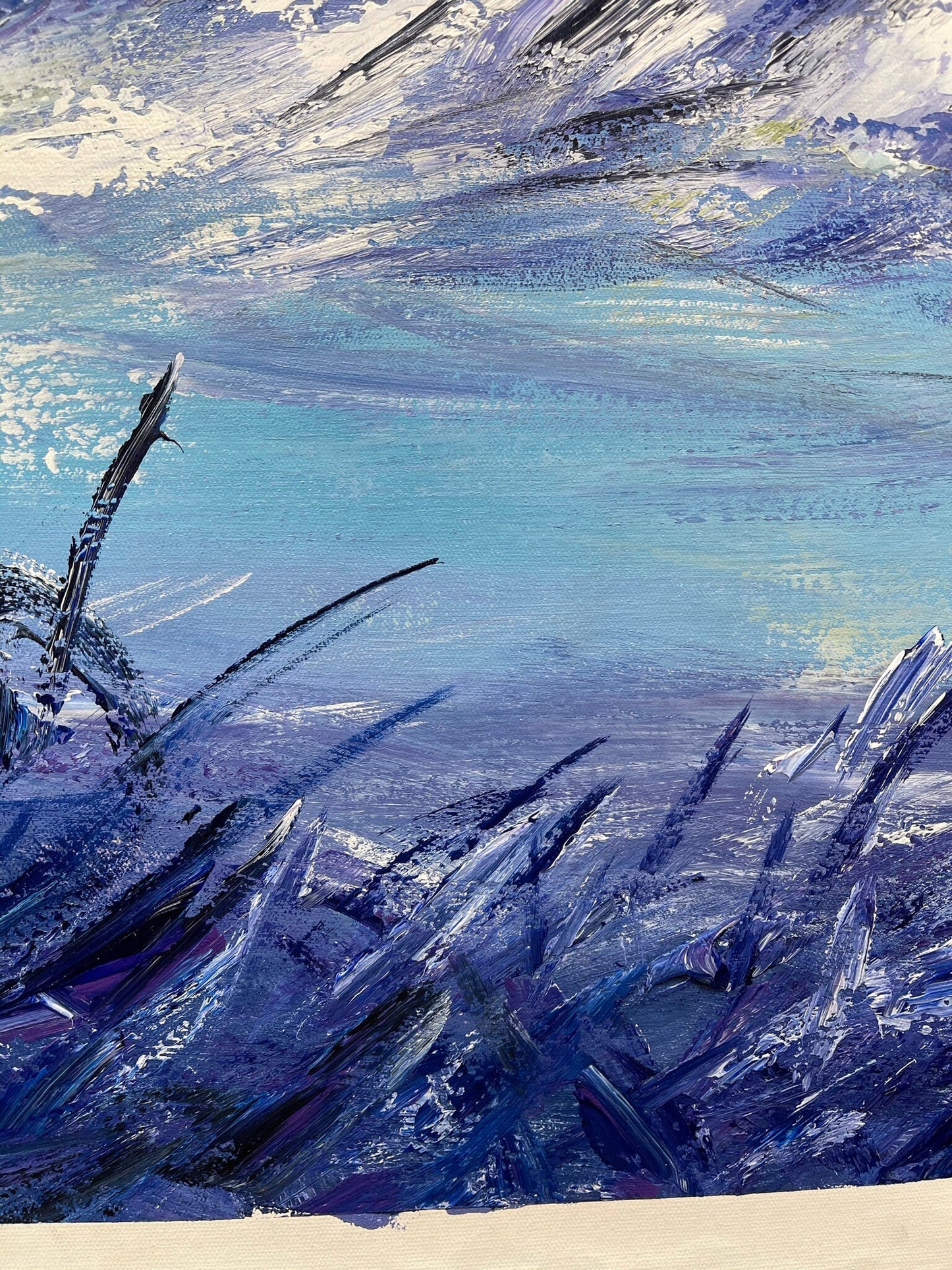 100% hand-painted 36in x24in Snow mountain oil paintings on  canvas