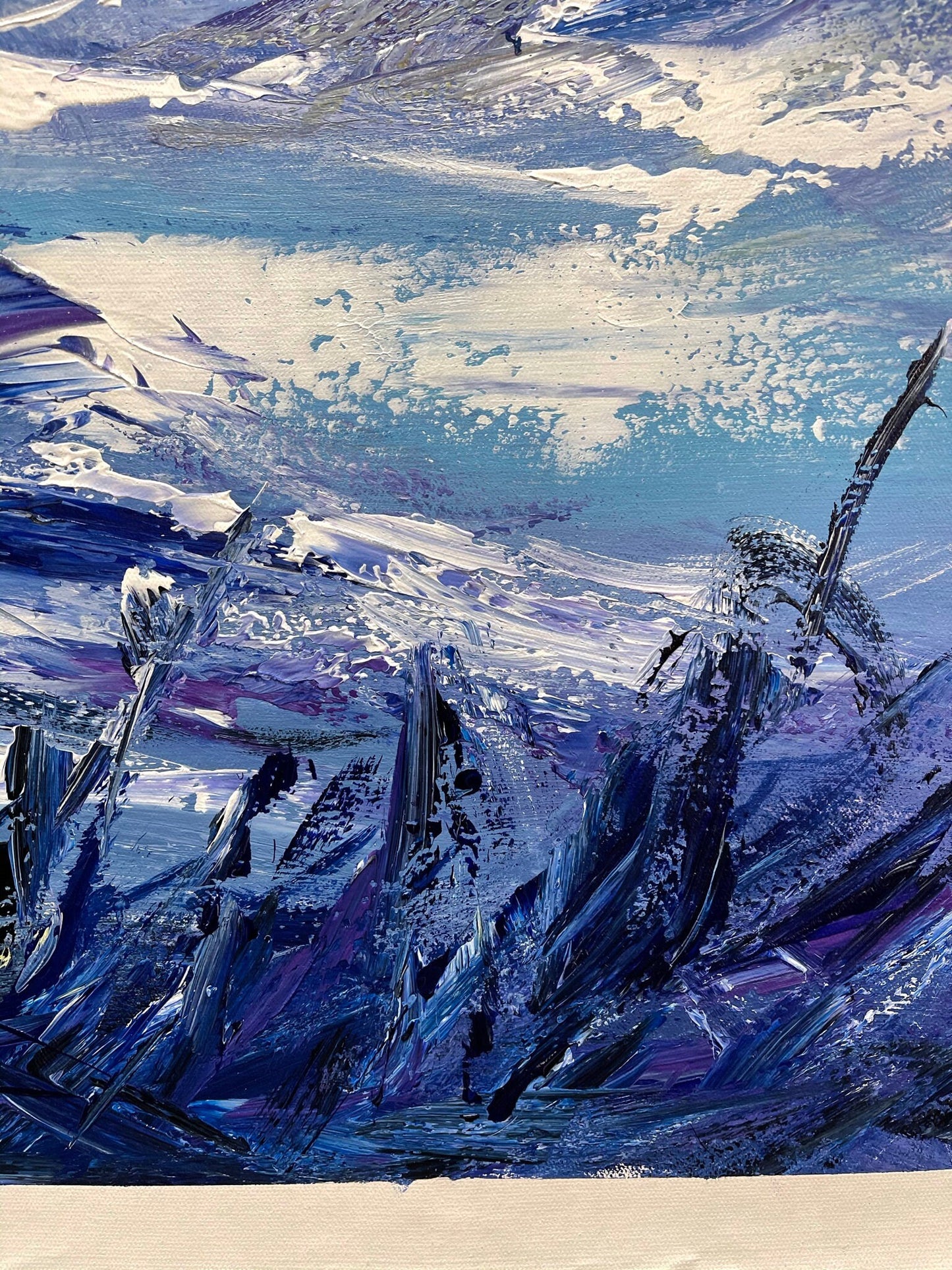 100% hand-painted 36in x24in Snow mountain oil paintings on  canvas