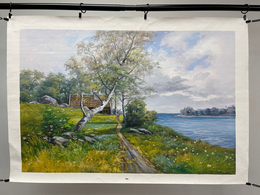 100% hand-painted Spring scenery 23.5x35.5 inch oil paintings The classical field